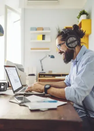 Computer guy fixing remote support